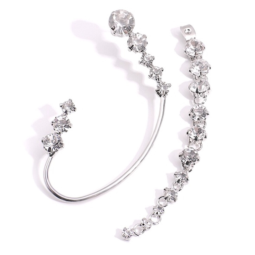 ⚜️𝟯𝟬%𝗢𝗙𝗙 𝗯𝘂𝗻𝗱𝗹𝗲𝘀 𝟯+⚜️ NEW Long Rhinestone Jacket Crawler Earring - Picture 2 of 7